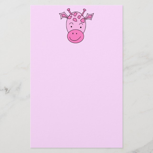 Papelaria Giraffe. cor-de-rosa bonito (Frente)