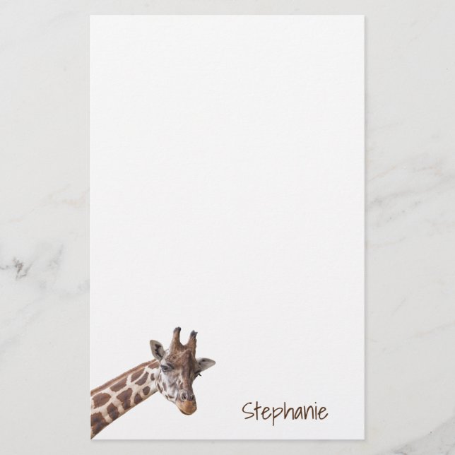 Papelaria Giraffe Safari Animal Personalizado Nome (Frente)