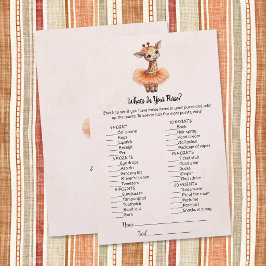Papelaria Giraffe What's In Your Purse Baby Shower Game Card