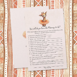 Papelaria Giraffe Who Knows Mommy Best Baby Shower Game Card