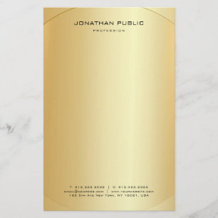 Papelaria Glamor Faux Personalizado Moderno Dourado Elegante