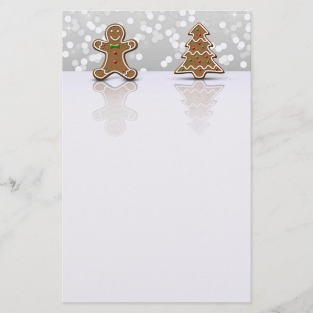 Papelaria Glamor Gingerbread Man and Tree - Papel de carta (Frente)