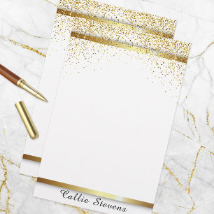 Papelaria Glitter Dourado do Rico na moda em branco