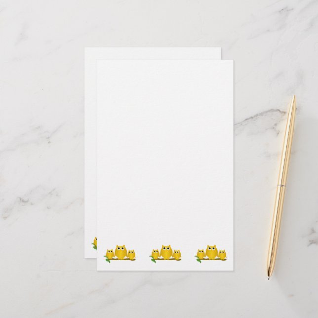 Papelaria Gold Owls Design (Frente/Verso In Situ)
