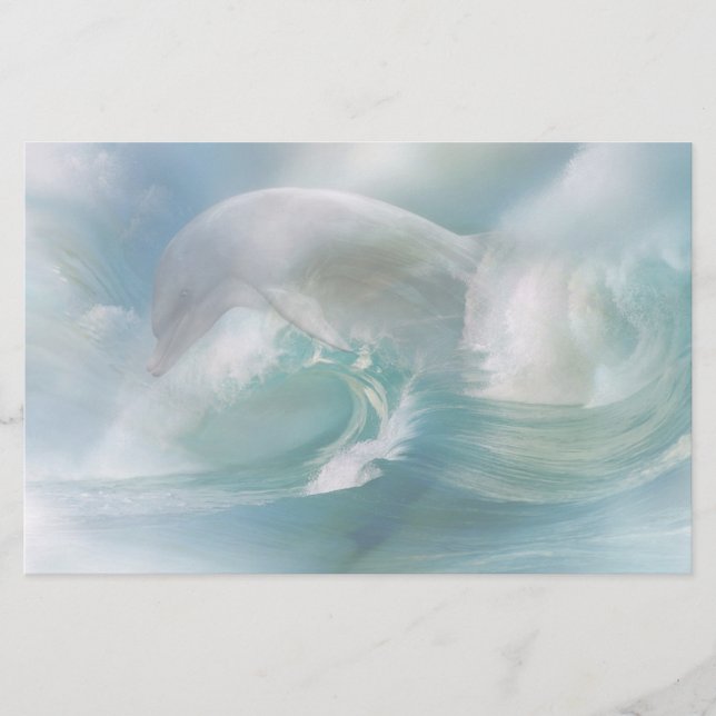 Papelaria Golfinho Na Carta Do Oceano (Frente)