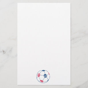 Papelaria gráfico rabiscado de futebol vermelho e azul
