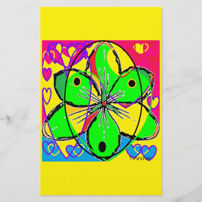 Papelaria Grande flor assinada por design de arte original m (Frente)