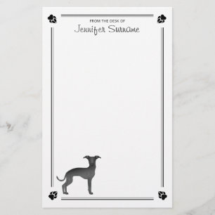 Papelaria Greyhound Italiano Preto Com Peças E Texto Persona
