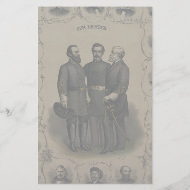 Papelaria Guerra Civil 🎖️ Heroes Generais Confederados (Frente)