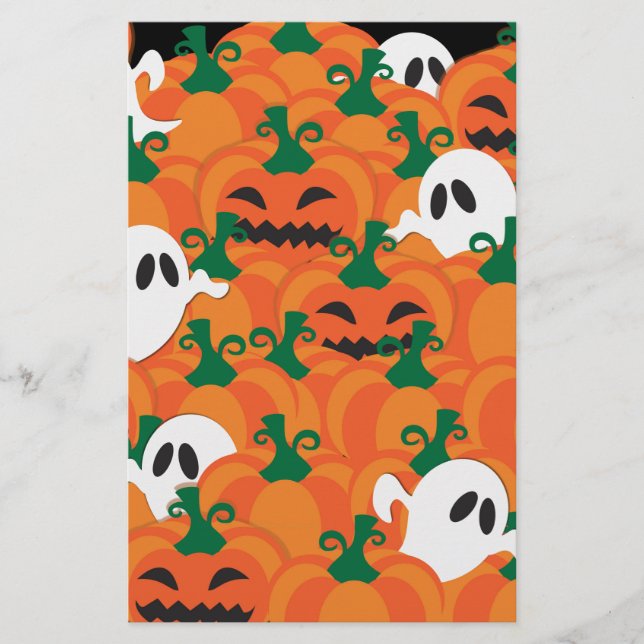 Papelaria Halloween Fantasmas Assombrados Pumpkin Patch (Frente)
