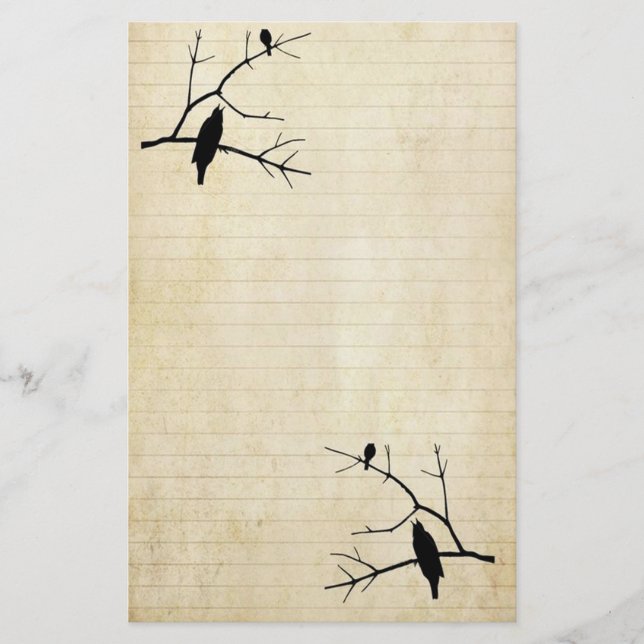 Papelaria Halloween Raven e Owl Old Paper Papel de carta (Frente)