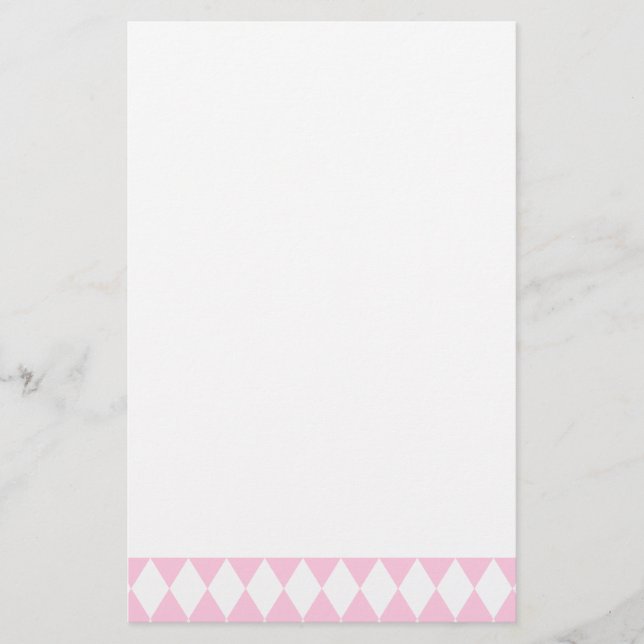 Papelaria Harlequin rosa e branco (Frente)