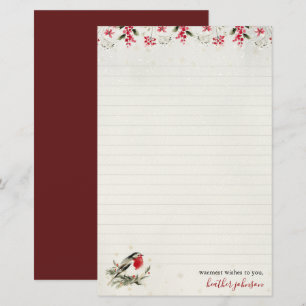 Papelaria Hearthlight Notas Robin do Inverno Personalizado