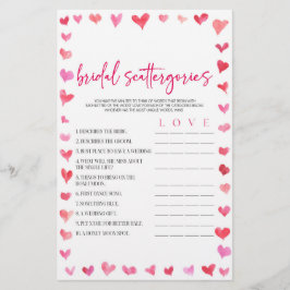 Papelaria Hearts Bridal Scattergories Bridal Shower Game