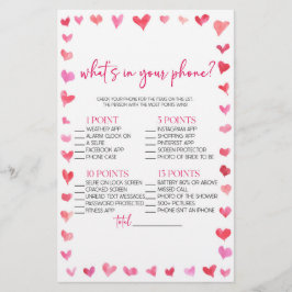 Papelaria Hearts What's In Your Phone? Bridal Shower Game