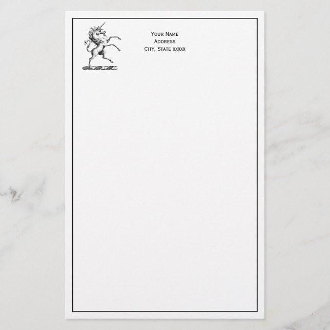 Papelaria Herádico Casaco de Criação de Armas do Unicórnio (Frente)