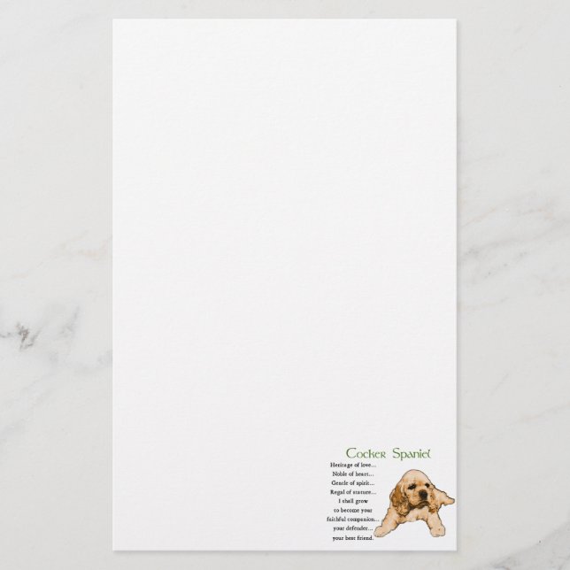 Papelaria Herança do Amor do Cocker Spaniel (Frente)