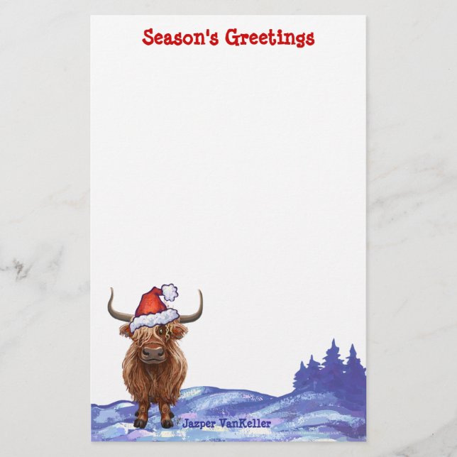 Papelaria Highland Cow Christmas (Frente)