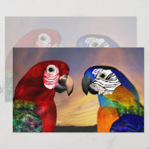 Papelaria HIPER PARROGES / ARA VERMELHA E AZUL , Papel de ca