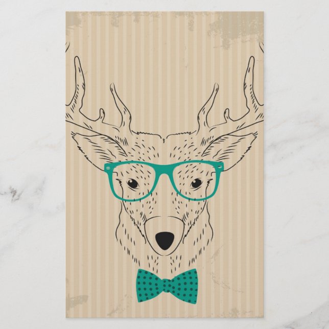 Papelaria Hipster Reindeer Elk com óculos graciosos Natal (Frente)
