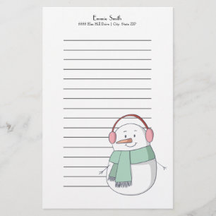 Papelaria Homem de Neve de Natal Vinculado Personalizado