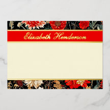 Papelaria Horizontal de Folha Metálica Floral Verm