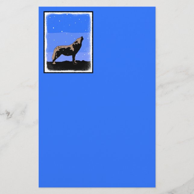 Papelaria Howling Wolf no inverno - Arte original sobre a vi (Frente)