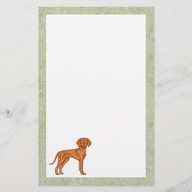 Papelaria Húngaro Vizsla Cute Cartoon Pointer Dog Green (Frente)