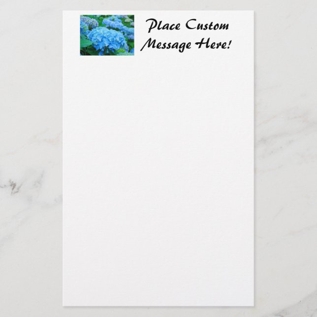 Papelaria Hydrangea Azul Flor Jardim Personalizar (Frente)