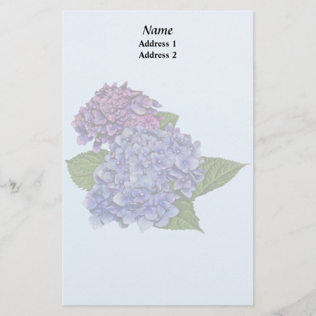 Papelaria Hydrangea em Formas de Produtos de Casamento Púrpu (Frente)