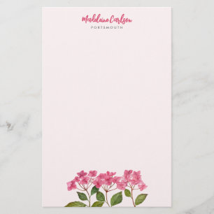 Papelaria Hydrangea Lacecaps, Cor de Água Rosa, Pintura Flor