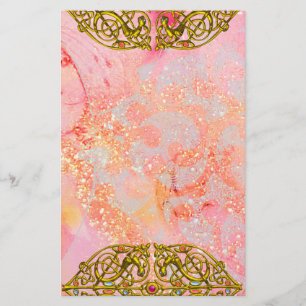 Papelaria HYPER VALENTINE / CORAÇÃO CELTA OURO Brilho Rosa
