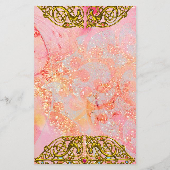 Papelaria HYPER VALENTINE / CORAÇÃO CELTA OURO Brilho Rosa (Frente)