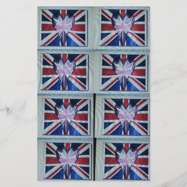 Papelaria I Love England Art Impressão (Frente)