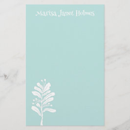 Papelaria Ilustração Botânica Mínima da Flor da Planta Branc