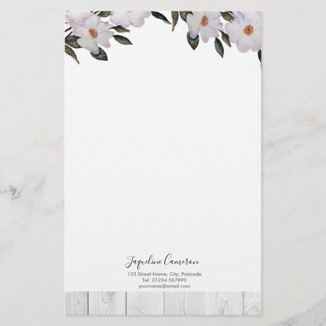 Papelaria Ilustração da Ballerina de Rosas Rosa-d'Água (Frente)