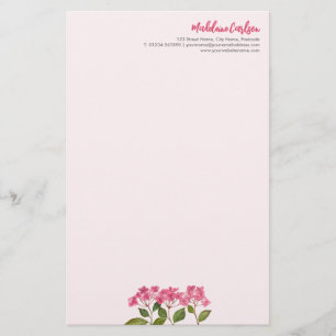 Papelaria Ilustração de Lacecaps de Hortênsia Rosa em Aquare
