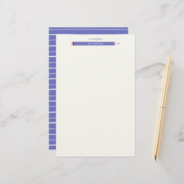 Papelaria Ilustração de lápis com cartazes de professores (Frente/Verso In Situ)