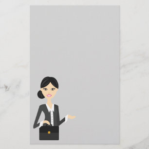 Papelaria Ilustração de Mulher de Negócios Bonita com Cabelo