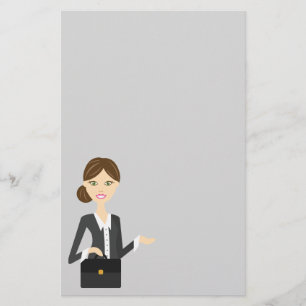 Papelaria Ilustração de mulher de negócios morena fofa