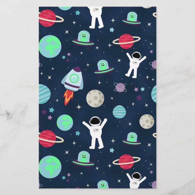 Papelaria ilustração de padrão espacial (Frente)