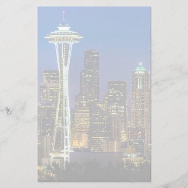 Papelaria Imagem da skyline de Seattle em horas de manhã (Frente)