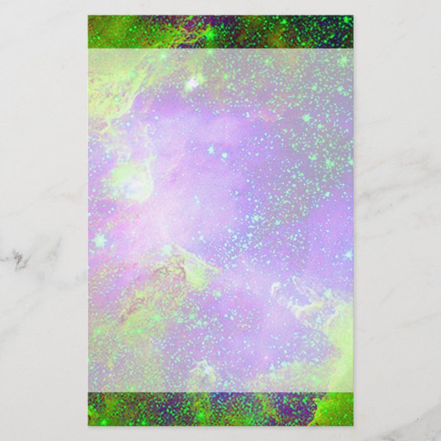 Papelaria imagem espacial da Nebulosa da Galáxia roxa e verd (Frente)