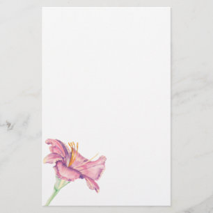 Papelaria Imagem pintada com Flor Liloso Rosa