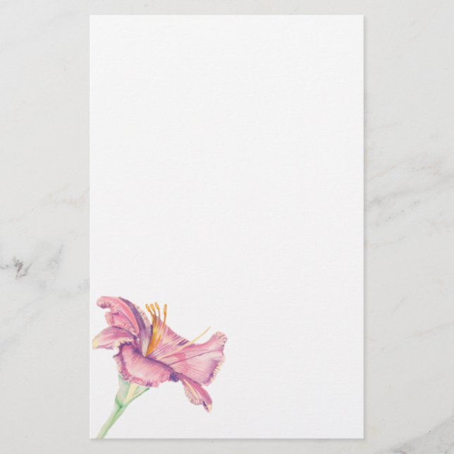 Papelaria Imagem pintada com Flor Liloso Rosa (Frente)
