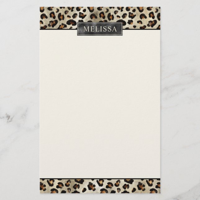 Papelaria Impressão Animal Leopardo Com Folha Falsa Preta E  (Frente)