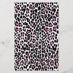 Papelaria impressão cor-de-rosa do leopardo