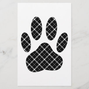 Papelaria Impressão Da Pata De Cão Preta E Branca