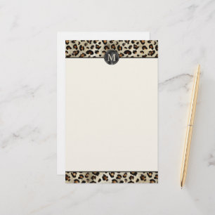 Papelaria Impressão de Animal Leopardo com Monograma em Folh