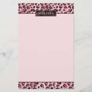Papelaria Impressão de Animal Leopardo Rosa Com Folha Falsa